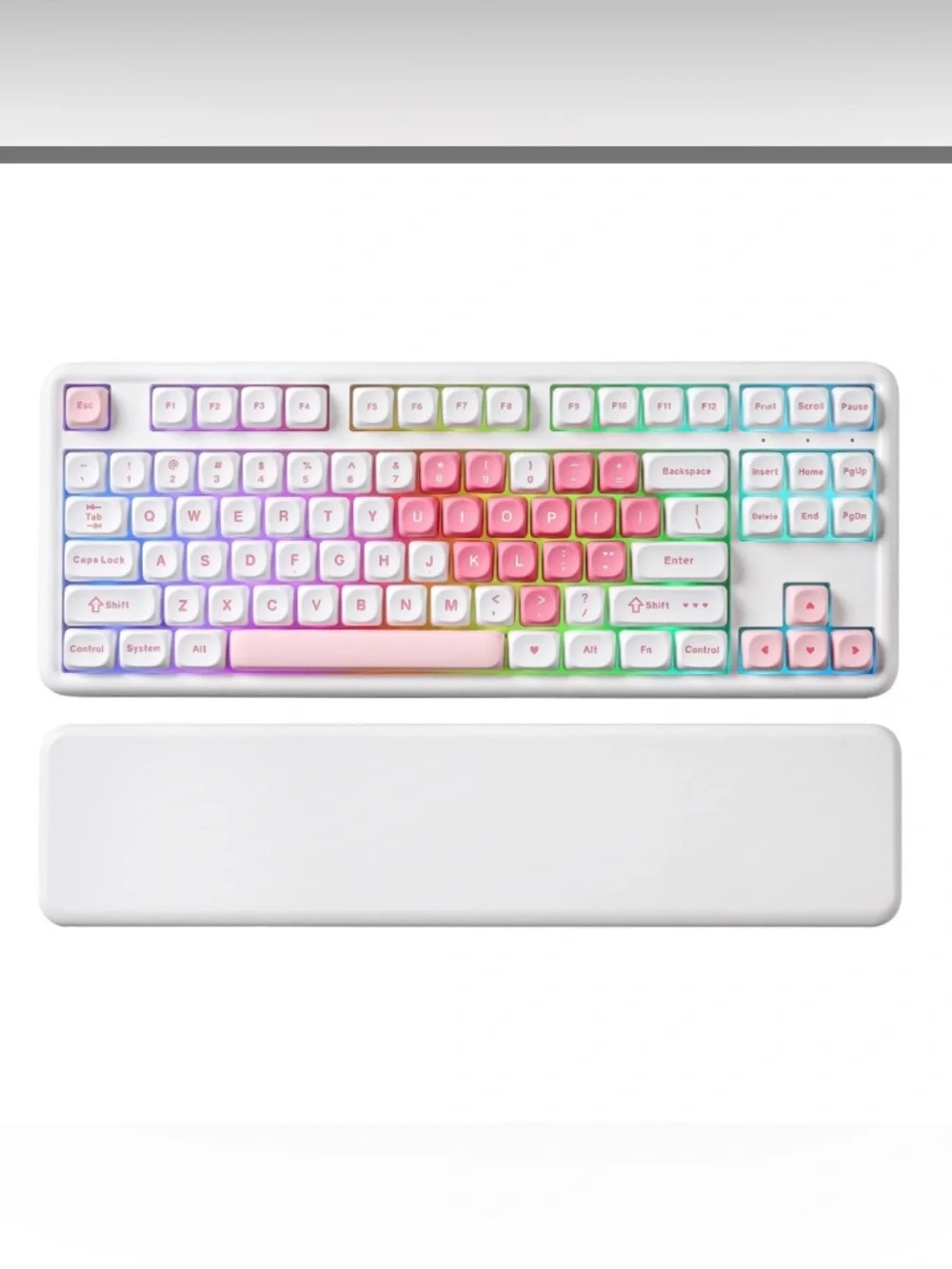 YUNZII B87 Wireless Mechanical Keyboard (White Heart, Milk V2 Switches)